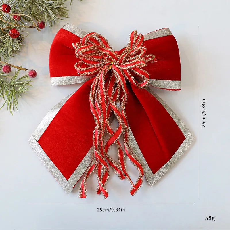 25cm Glitter Christmas Bow Decoration | Xmas Tree Pendant Christmas Bow Ornament Zpaxo Red 1