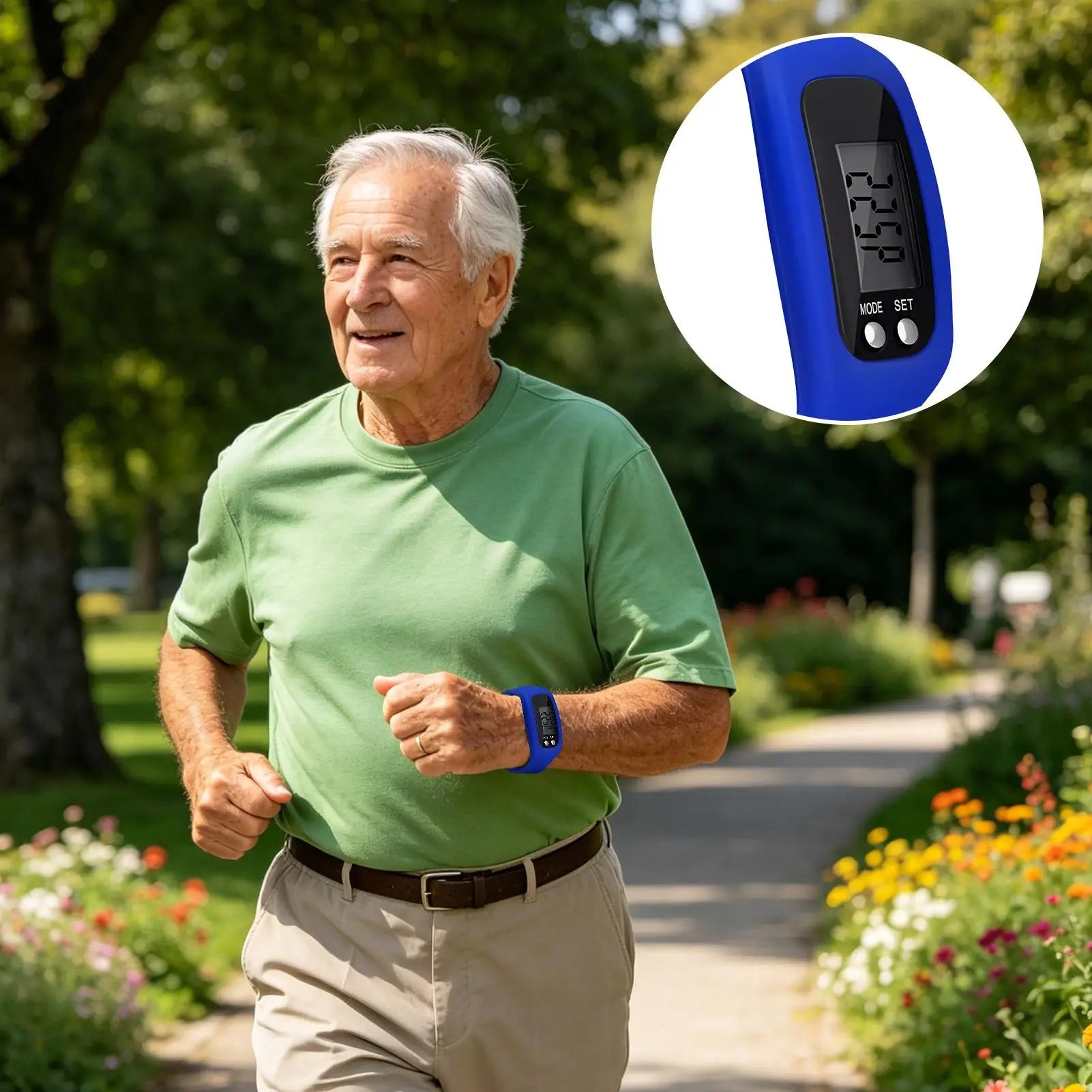 Pedometer Bracelet Step Trackers Watch Silicone Wristband Large LCD