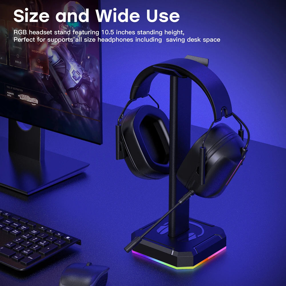 Headset Support Stand RGB Backlight Headphone Display Rack Space