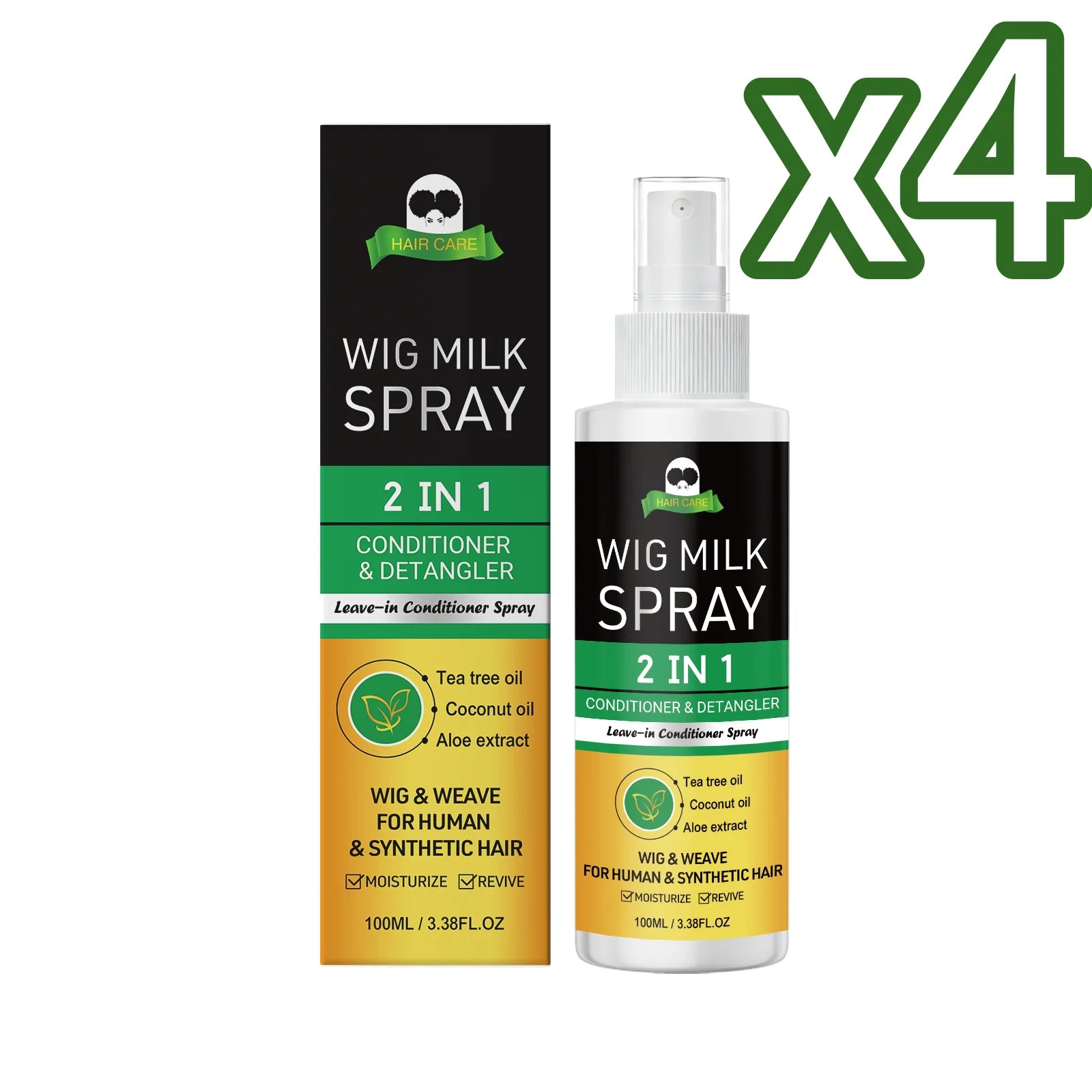2-in-1 Wig Milk Spray Anti-Frizz Leave-In Conditioner 100ml Wig Conditioner Spray Zpaxo 100ml Boxed X 4PCS