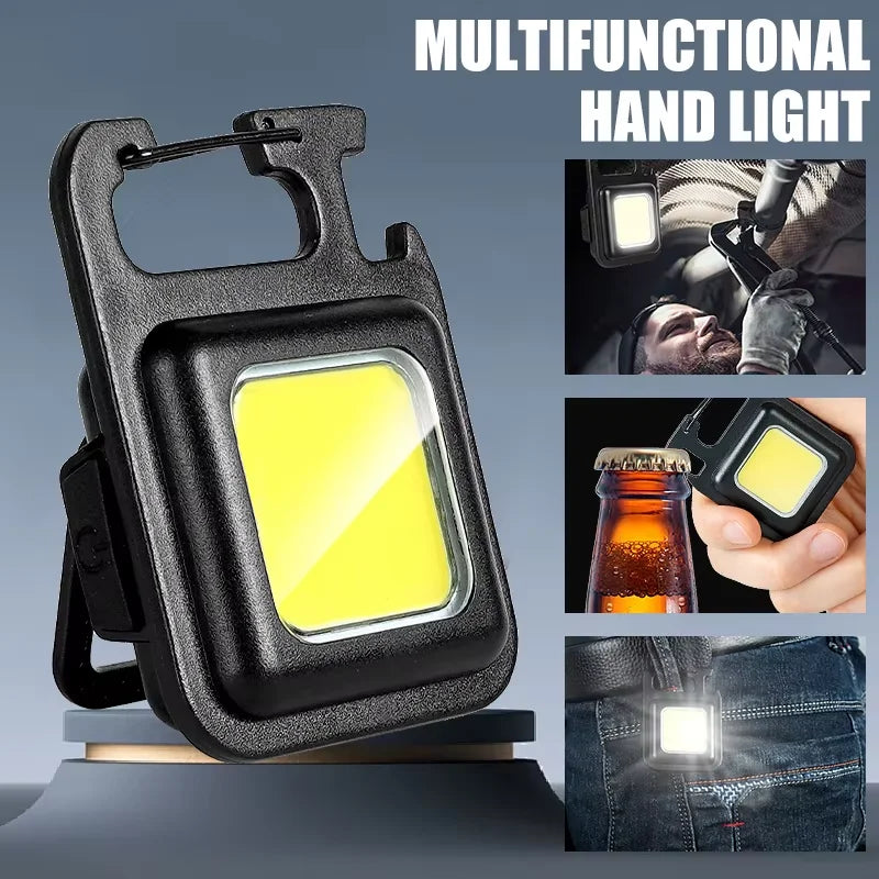 1 USB COB Keychain Work Light Flashlight Bright Emergency Bottle