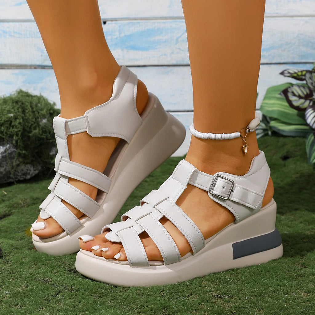 Women Sandals Comfort Non-slip Soft Sole Gladiator Shoes Summer Ankle Zpaxo Beige 42