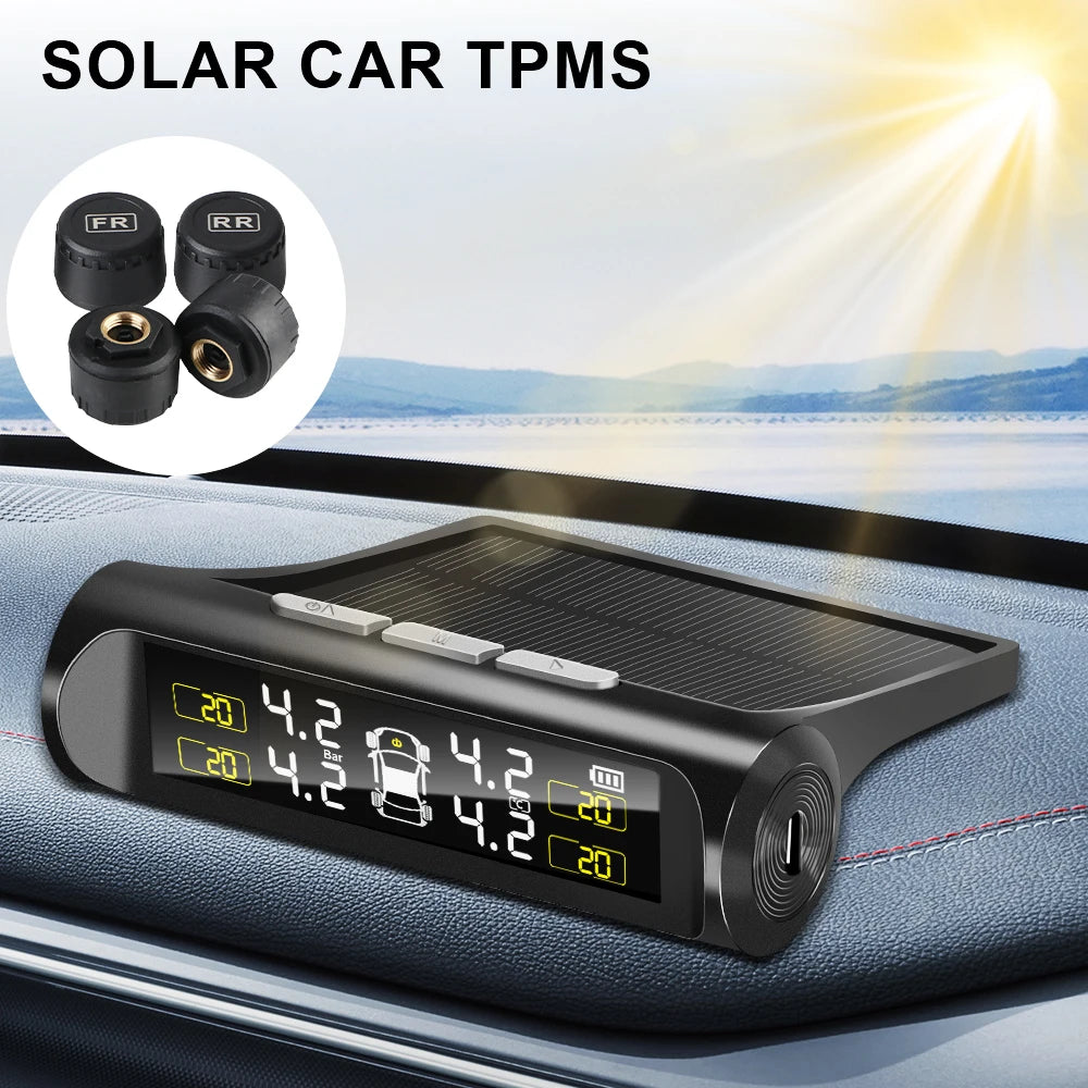 Auto Security Alarm External Sensor 2025 Solar Power Car TPMS Tyre