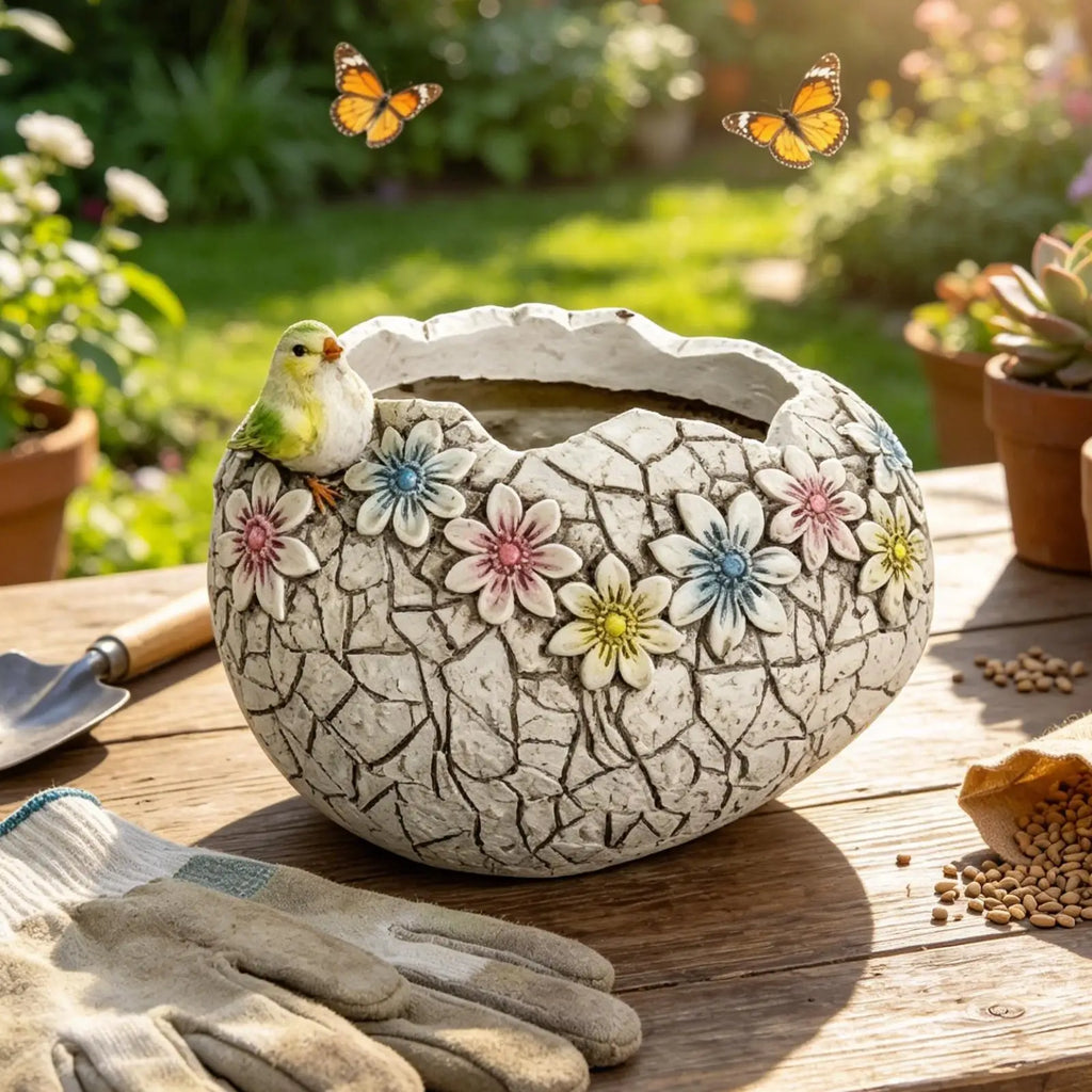 Resin Planters Outdoor Plants Cracked Egg Shell Funny Patio Flower