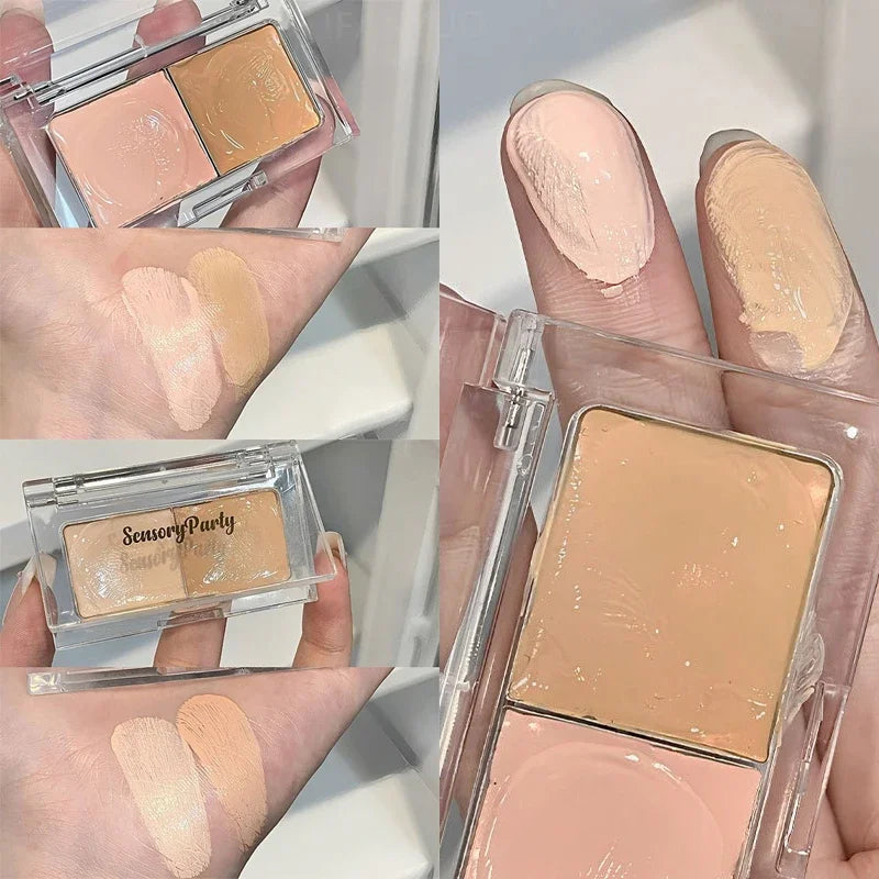 2-Color Concealer Palette Moisturize Long Lasting Cover Dark Circles Acne Pores Cream Shading Highlighter Face Makeup Cometics Zpaxo