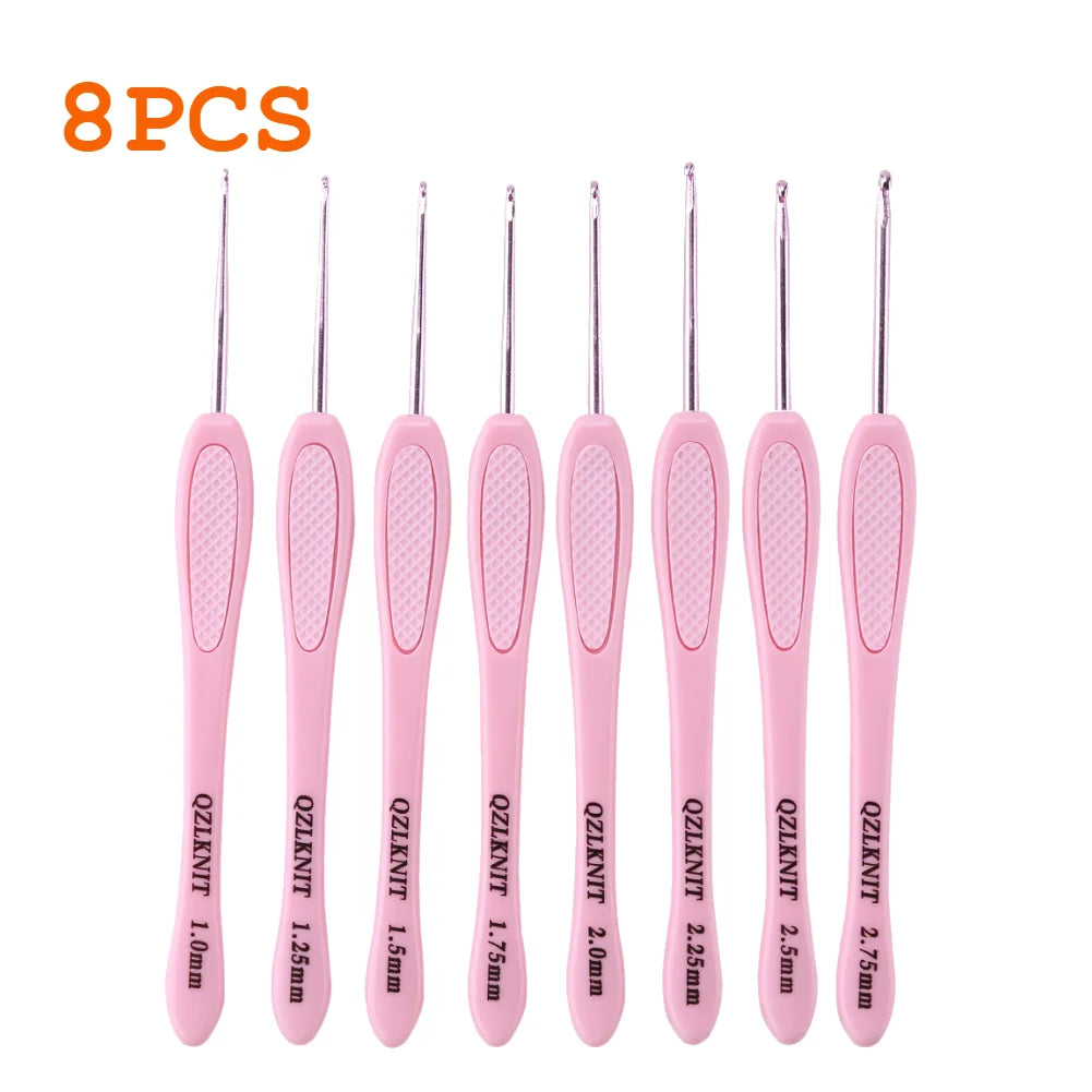 Colorful Crochet Hook Kits Soft Silicone Grip Knitting Needles