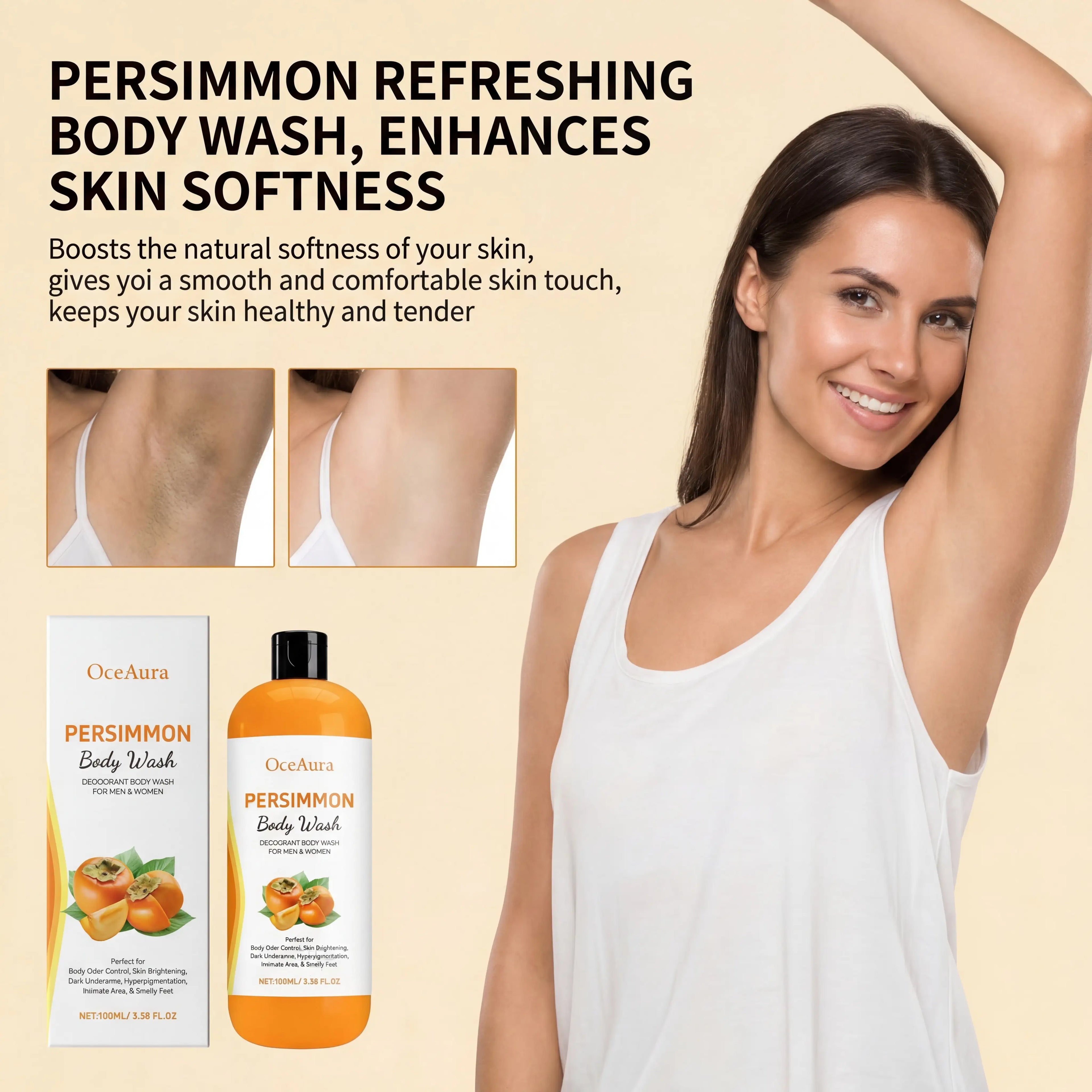 100ml Persimmon Body Wash Rosemary Lavender Dry Skin Remedy Moisturizing Without Greasiness Unisex Refreshing Texture Shower Gel Zpaxo