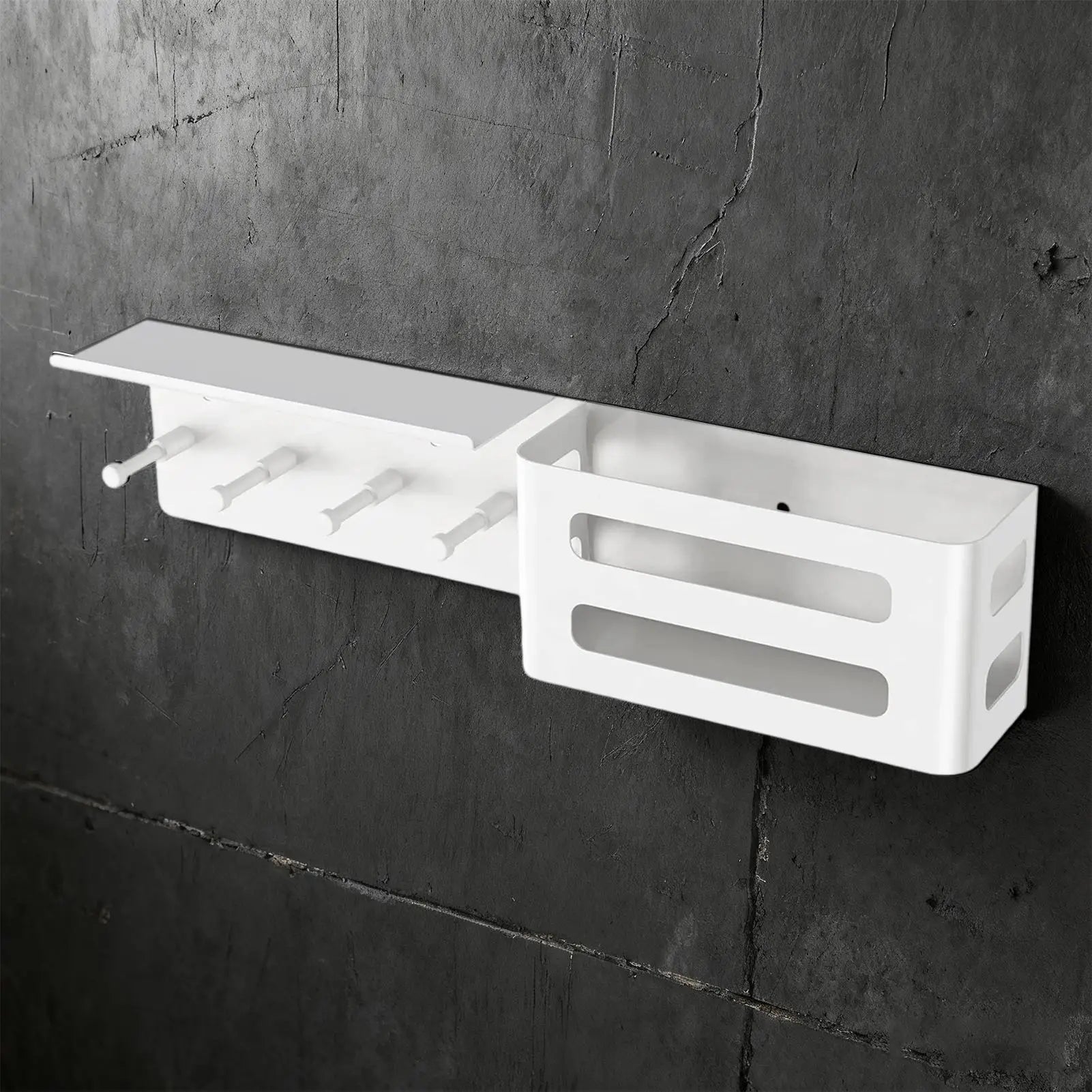 Keys Holder Wall Shelf 4 Hooks Modern Decor Key Mail Entryway Home