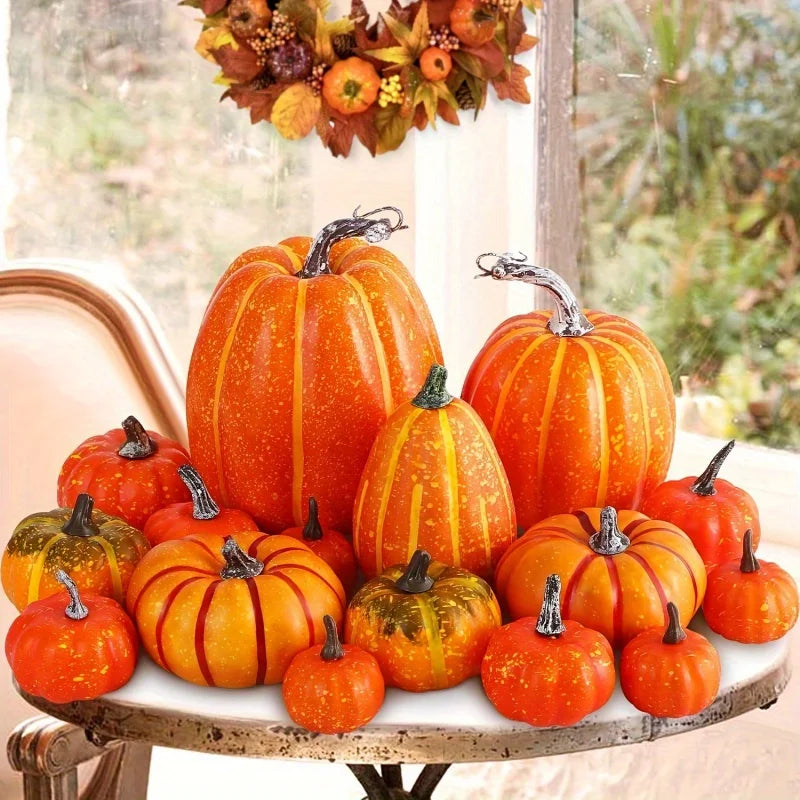 Pumpkin Autumn Decor Outdoor Orange Foam Plastic Fake Artificial
