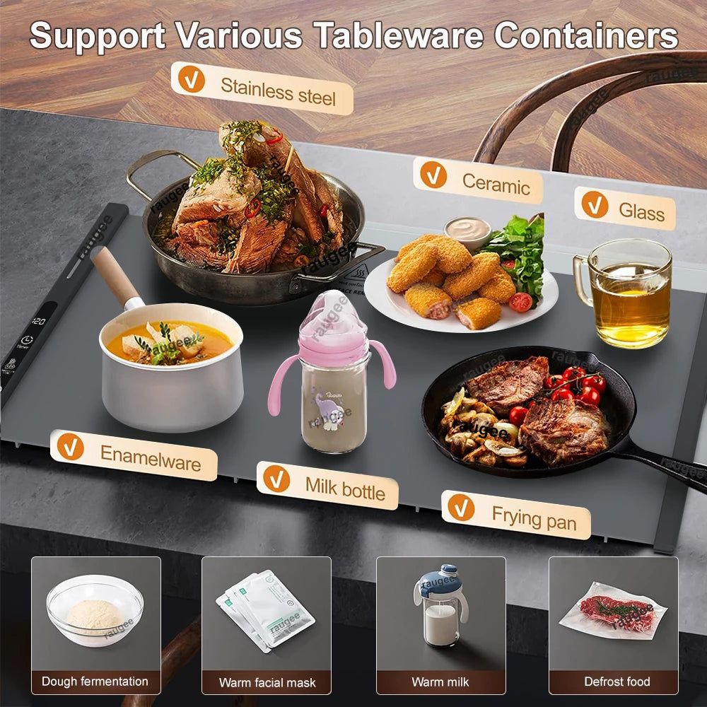 Electric Food Warming Tray Silicone Foldable Warmer Mat Heater Fast