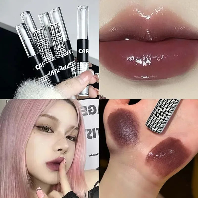 Matte Lip Glaze Double Head Mirror Lipstick Moisturizing Water Gloss Zpaxo 04