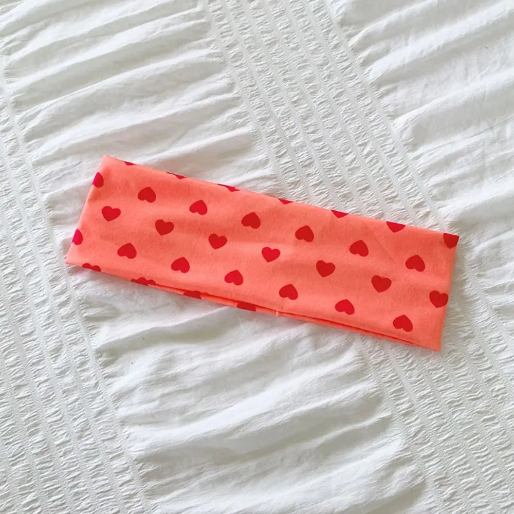 Fashion Y2K Polka Dot Headbands Elastic Love Print Wide Headbands Sweat-absorbent Sport Hairband Hair Accessories Zpaxo