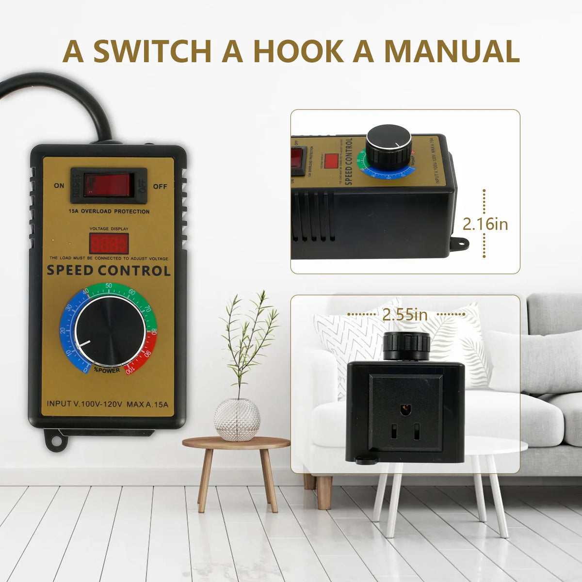 4000W Motor Speed Controller 110-120V 15A Motor Speed Voltage Regulator US Variable Speed Switch Safe for Electric Angle Grinder Zpaxo