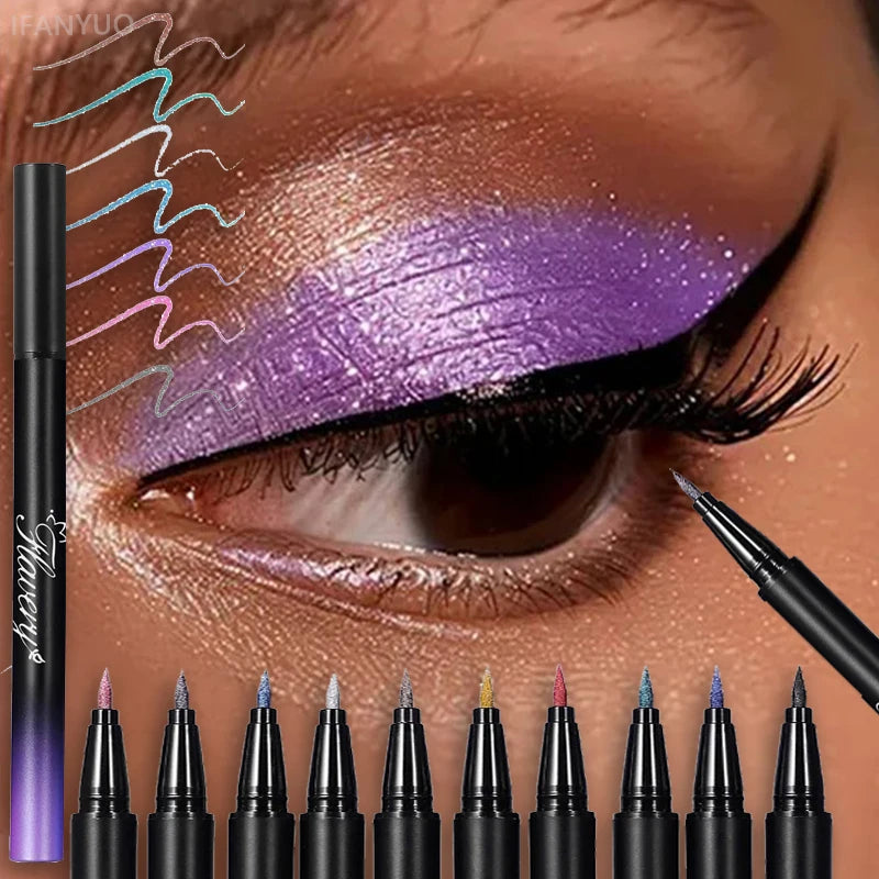 Glitter Pearlescent Eyeliner Pen Waterproof Smudge Proof Metallic