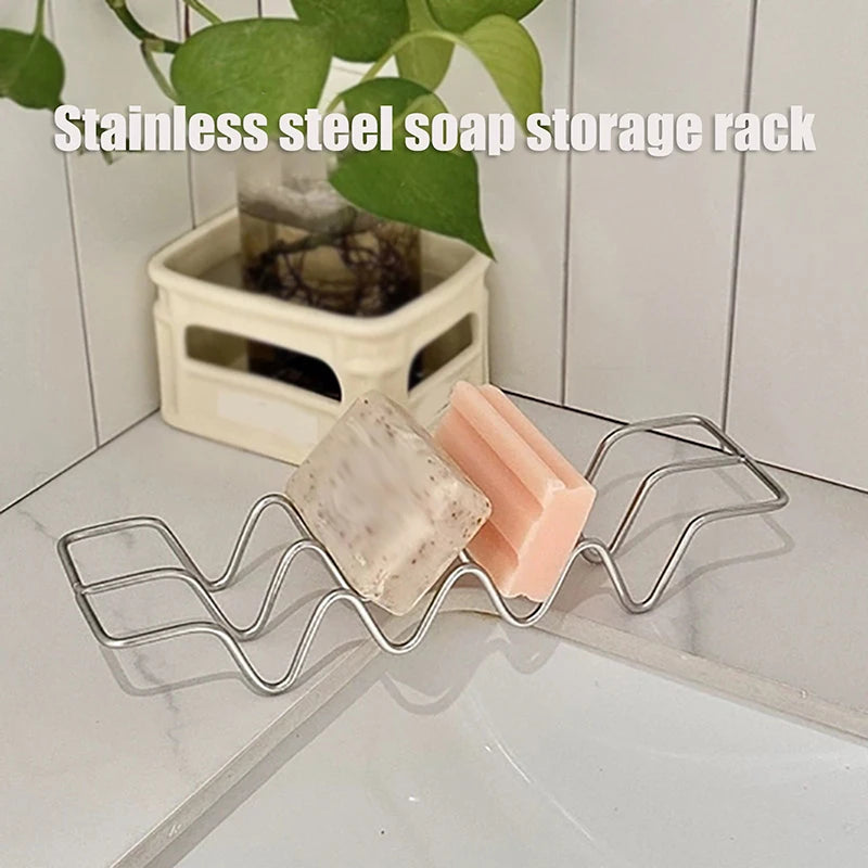 Stainless Steel Self-Draining Soap Dish Rack | Bathroom & Kitchen