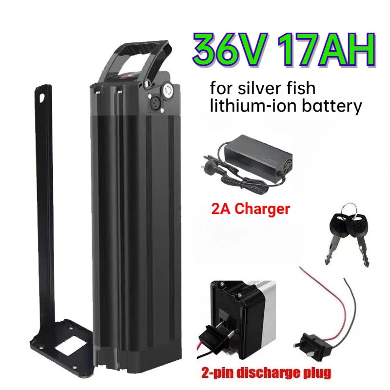 New Upgrade 48V 36V Folding Bike Battery 20Ah 17Ah 15Ah Built-in Bms for Silverfish 250W-1000W Bafang Motor Kit with 2A Charger Zpaxo 36V 17AH