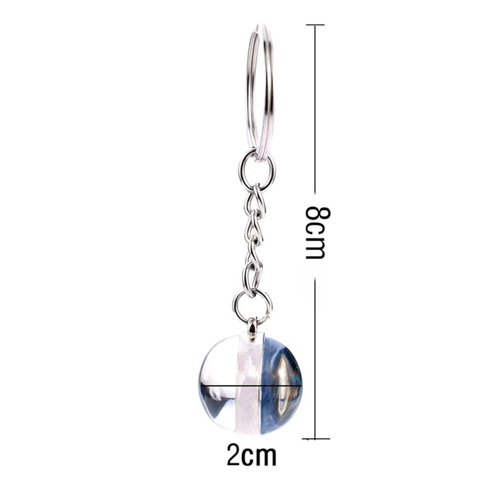 Birthday Gift Jewelry Luminous Double Side For Women Scorpio 12 Constellation Zodiac Keychain Glass Ball Keychain Key Rings Zpaxo