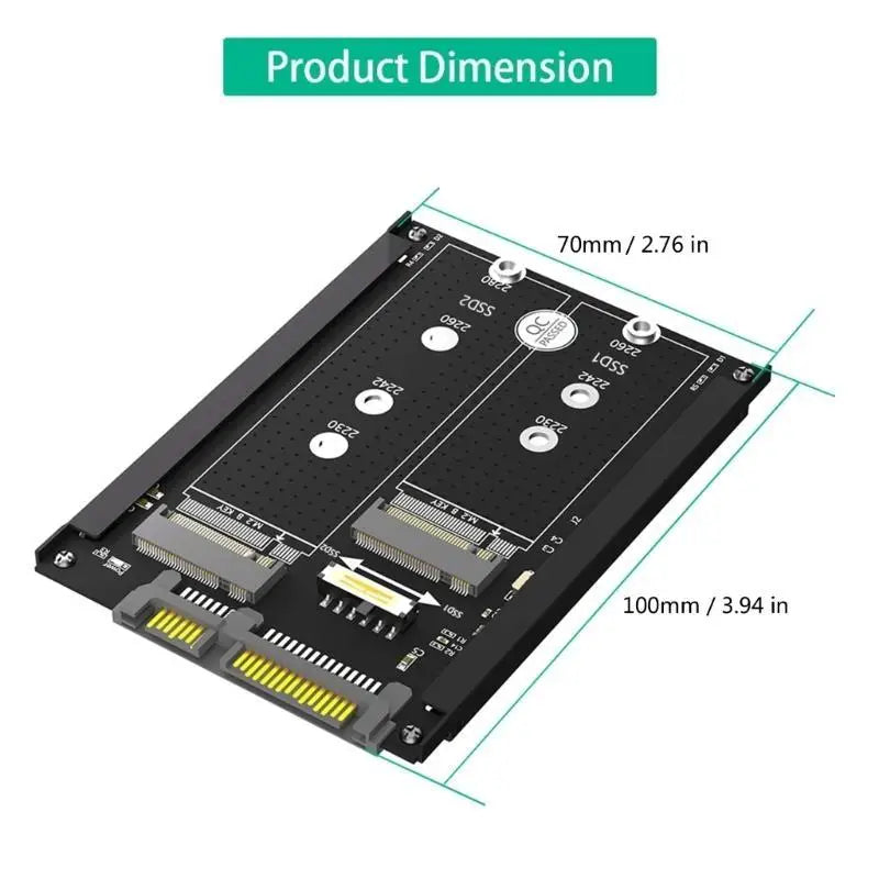 652F Double M.2 B SSDs to 2.5inch SATA3.0 Adapter with Frame Bracket SATA3.0 6Gbps Converters Adapter Card Replacement Zpaxo