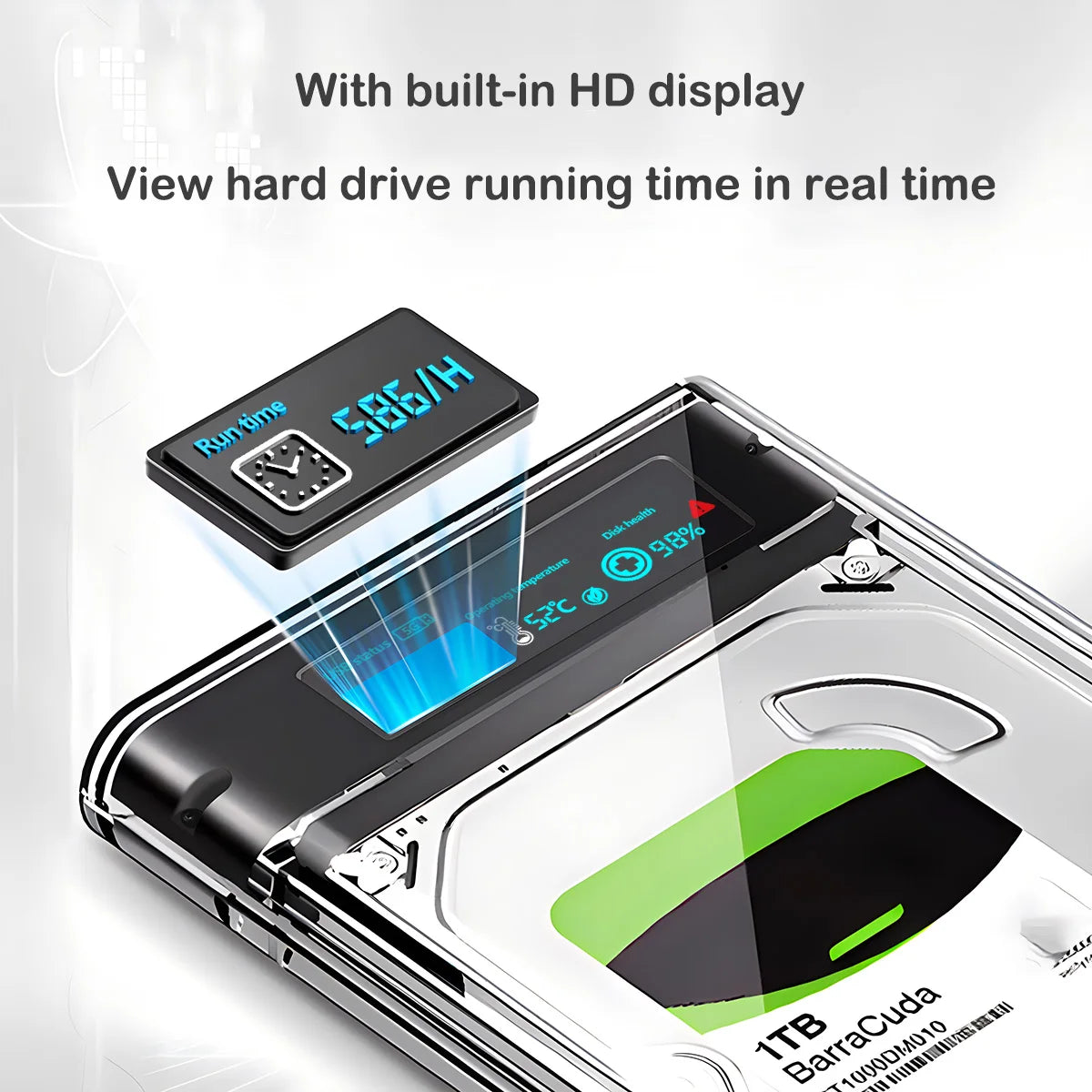 USB3.2 External HDD Case 5Gbps 2.5 Inch Transparent Hard Disk Case Hard Drive Enclosure SATA HDD SSD Storage Case for Laptop PC Zpaxo