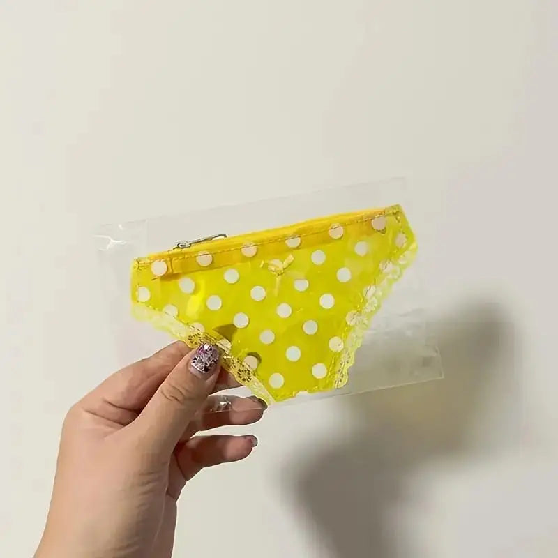 Cute Lace Coin Purse PVC Panties-Shaped Mini Storage Bag With Zipper Strawberry Makeup Bag Great Party Gift Birthday Present Zpaxo A2