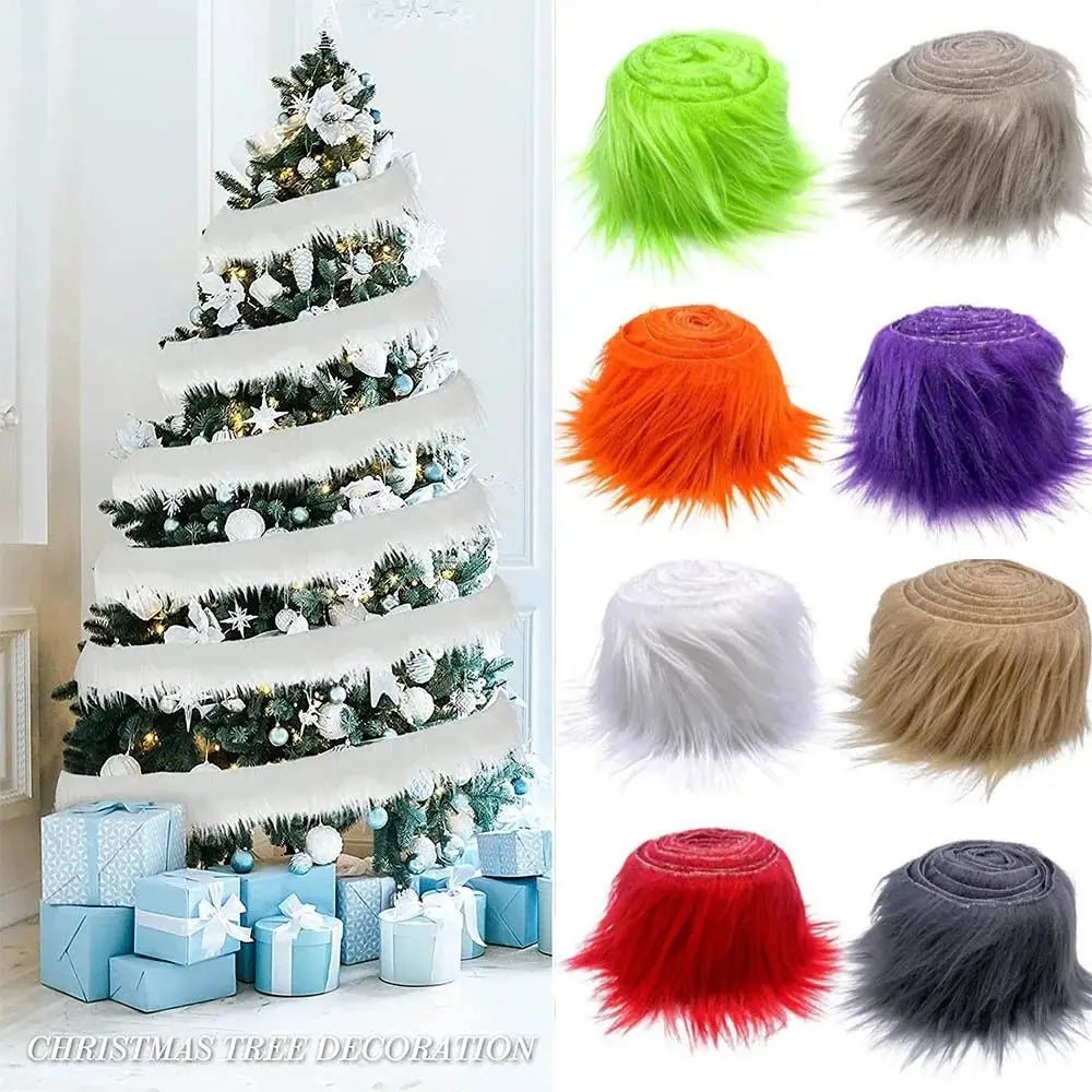 1.5M Faux Fur Ribbon – Fluffy Trim for Sewing & Xmas Decor Faux Fur Trim Ribbon Zpaxo