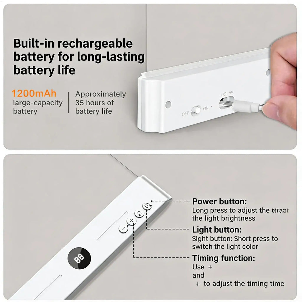 Rechargeable Book Light Reading Bed Dimmable LED Panel Lamp Eye