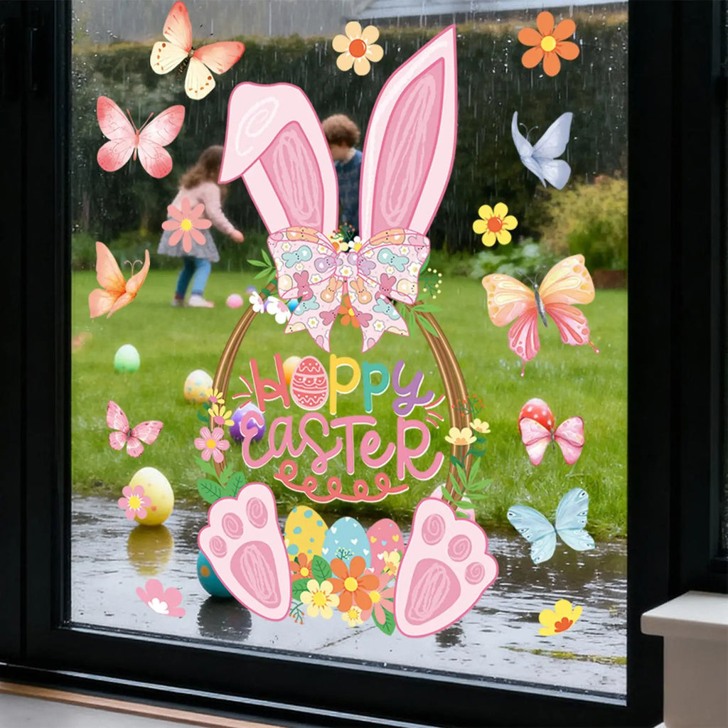 Easter Window Clings Static Decals Double Sided Spring Bunny Decor