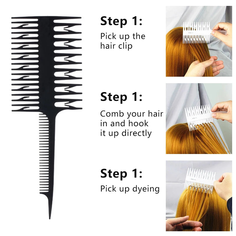 3 in1 Professional Hair Comb Hair Dyeing Highlight Brush Fish Wide Tooth Zone Comb Barber Hairdressing Salon Hair Styling Tool Zpaxo