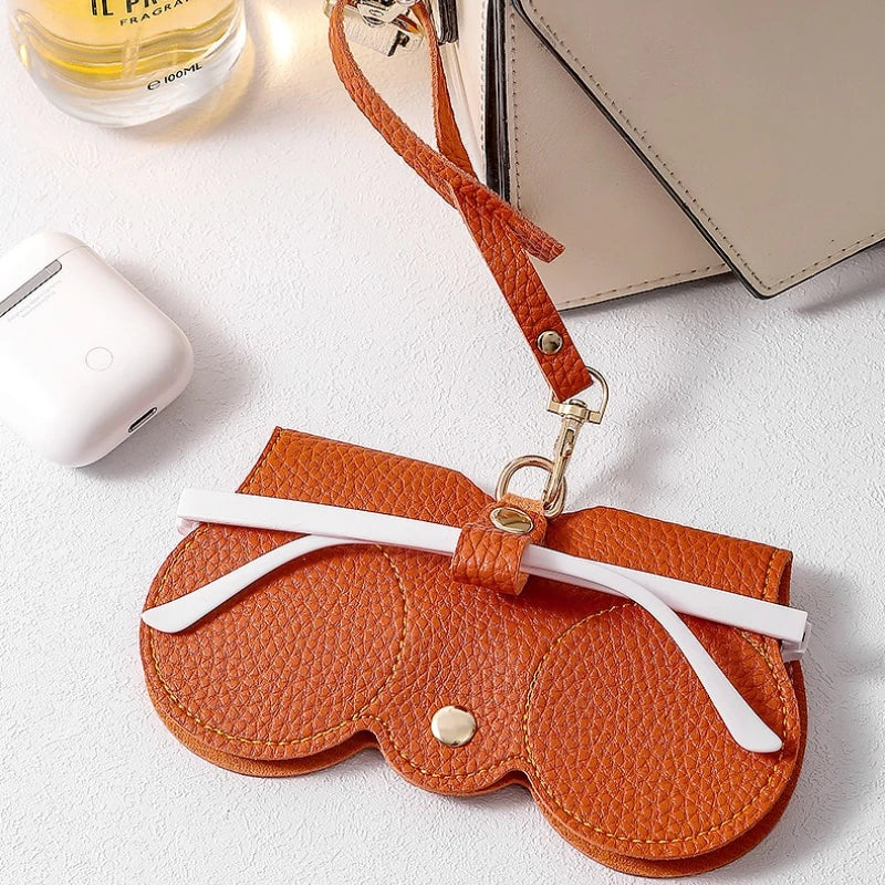 Cute PU Glasses Case Portable Eyewear Bag Snap Closure