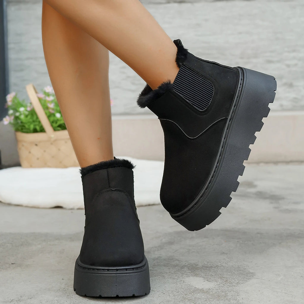 Plush Warm Non Slip Waterproof Ladies Flats Shoes Casual Slip on Female Ankle Boots Botas Mujer 2025 Winter Women Snow Boots Zpaxo
