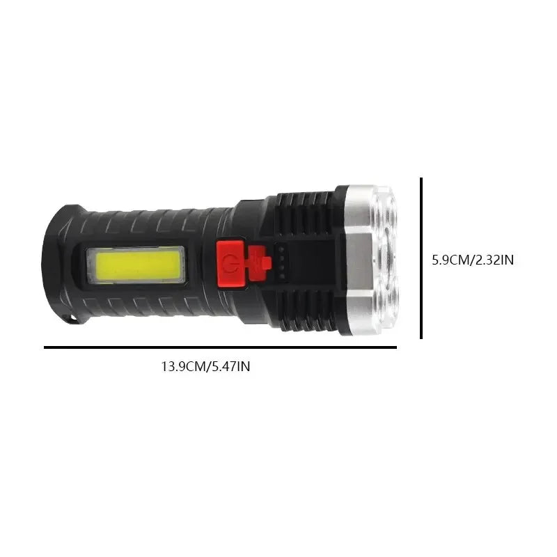 5-LED Rechargeable Camping Flashlight – 3 Modes & Side Light