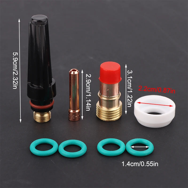 10Pcs Welding Nozzles Kit Pyrex Glass Cup Kit TIG Welding Torch Set For WP-17/18/26 Welding Torch Accessories Soldering Supplies Zpaxo