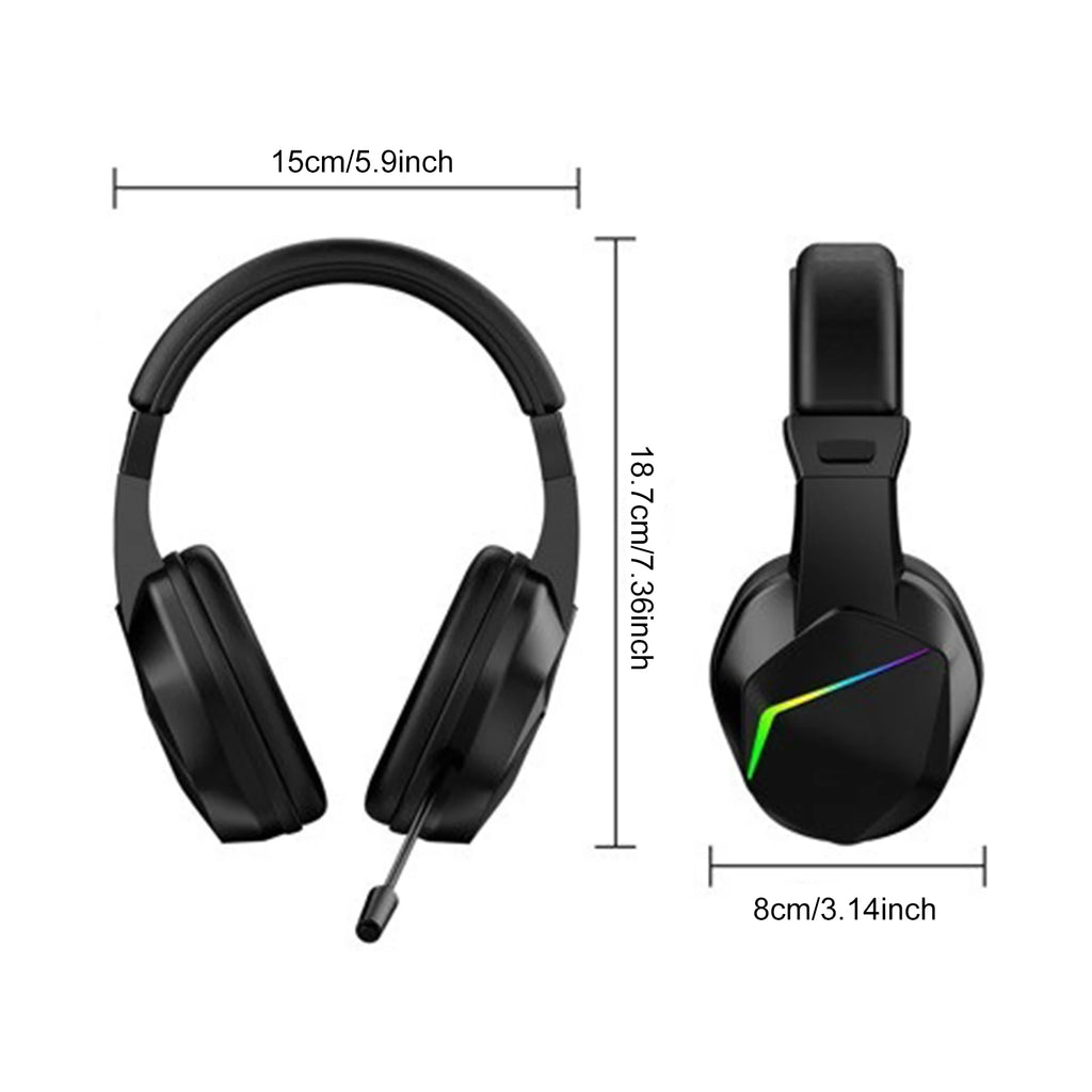 Wireless BT Gaming Headset LED Lights Low Latency Headphones Drivers
