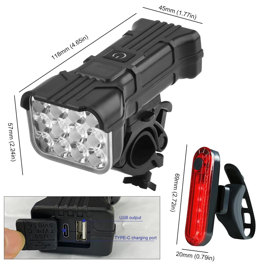 Bike Front and Rear Lights Bike Safety Light Set 360 Degree Rotating Super Bright Bike Light with Honk 1200Mah for Night Riding Zpaxo