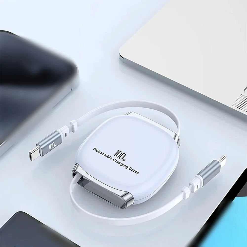 100W Retractable USB-C Fast Charging Cable – 1M PD Type C USB-C Charging Cable Zpaxo