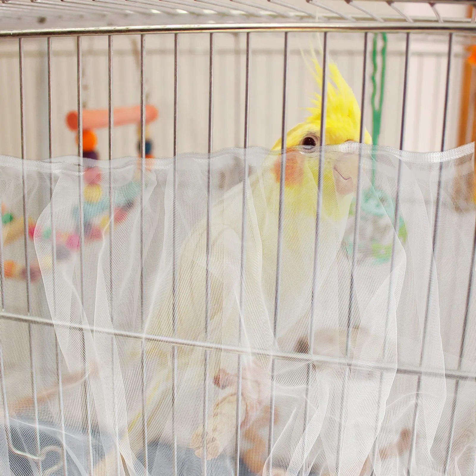 Bird Cage Net Cover Dust Proof Mesh Screen Seed Catcher Protective