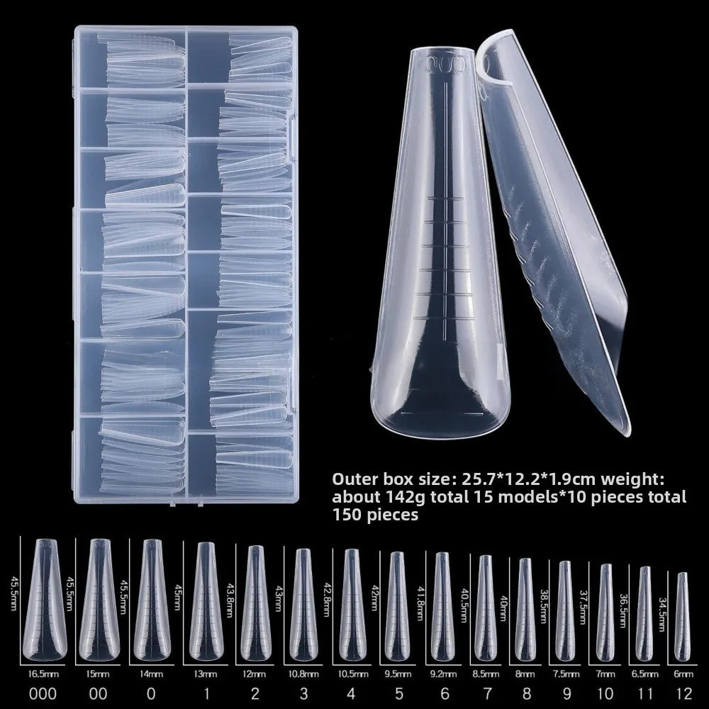 Coffin Shape Sandwich Nail Forms Natural Clear Almond Art Tips Zpaxo 96-