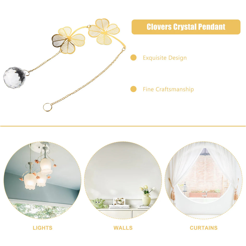Clover Shape Crystal Pendant Hanging Decor Windows Walls Curtains