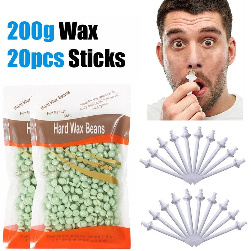 100-Pack Nose Wax Sticks – Painless Hair Removal Kit Unisex Nose Wax Kit Zpaxo 200gAloe-Stick20P