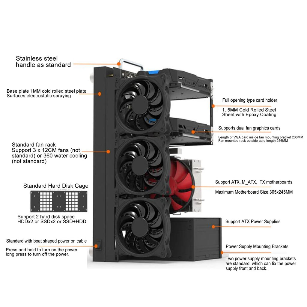 Computer Open Case Bracket Powerful Cooling Heat Dissipation Steel