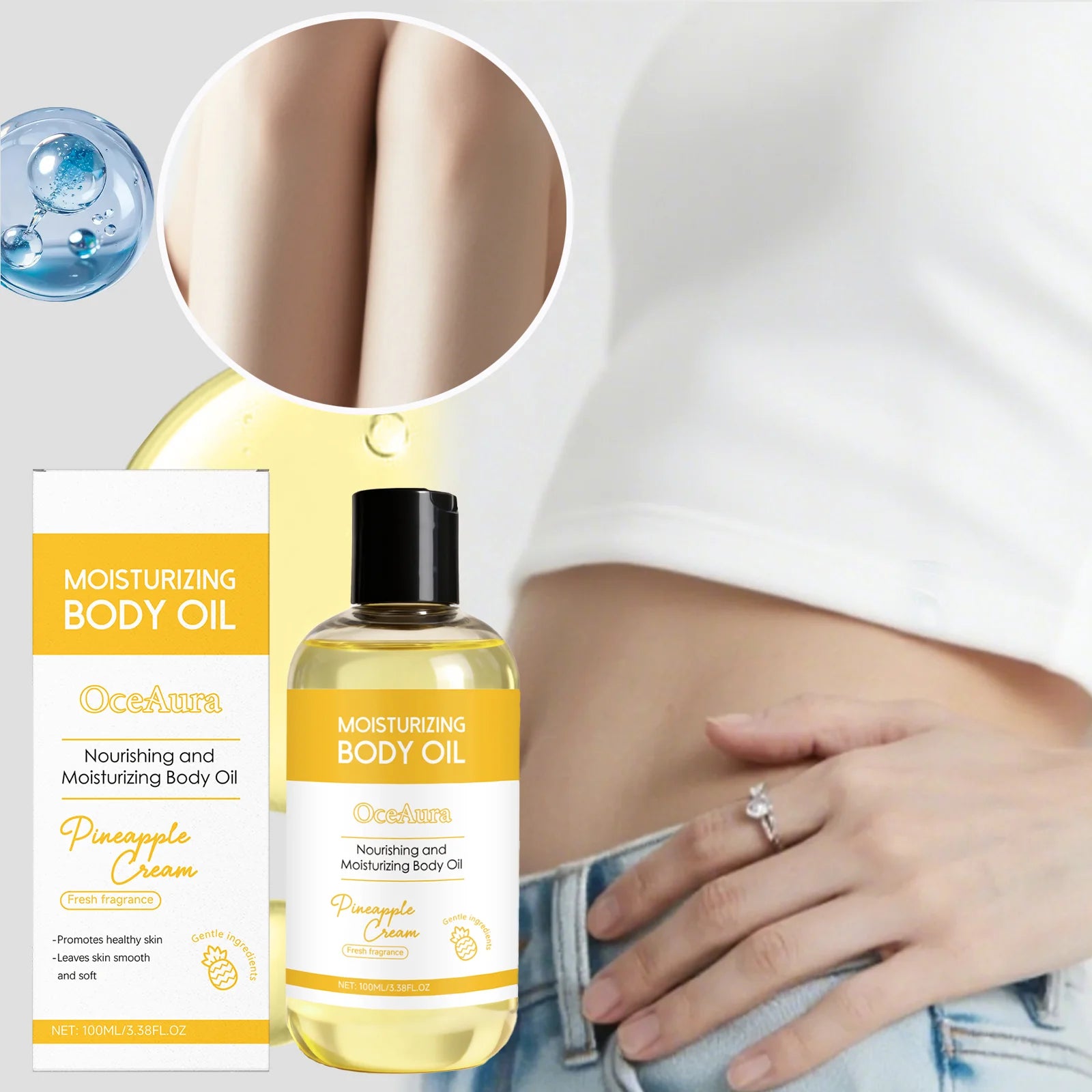 Pineapple Cream Body Oil 100ml Lightweight Hydrating Dry Skin Remedy Nourishing Moisturizer for All Skin Types Fast Absorbing Zpaxo
