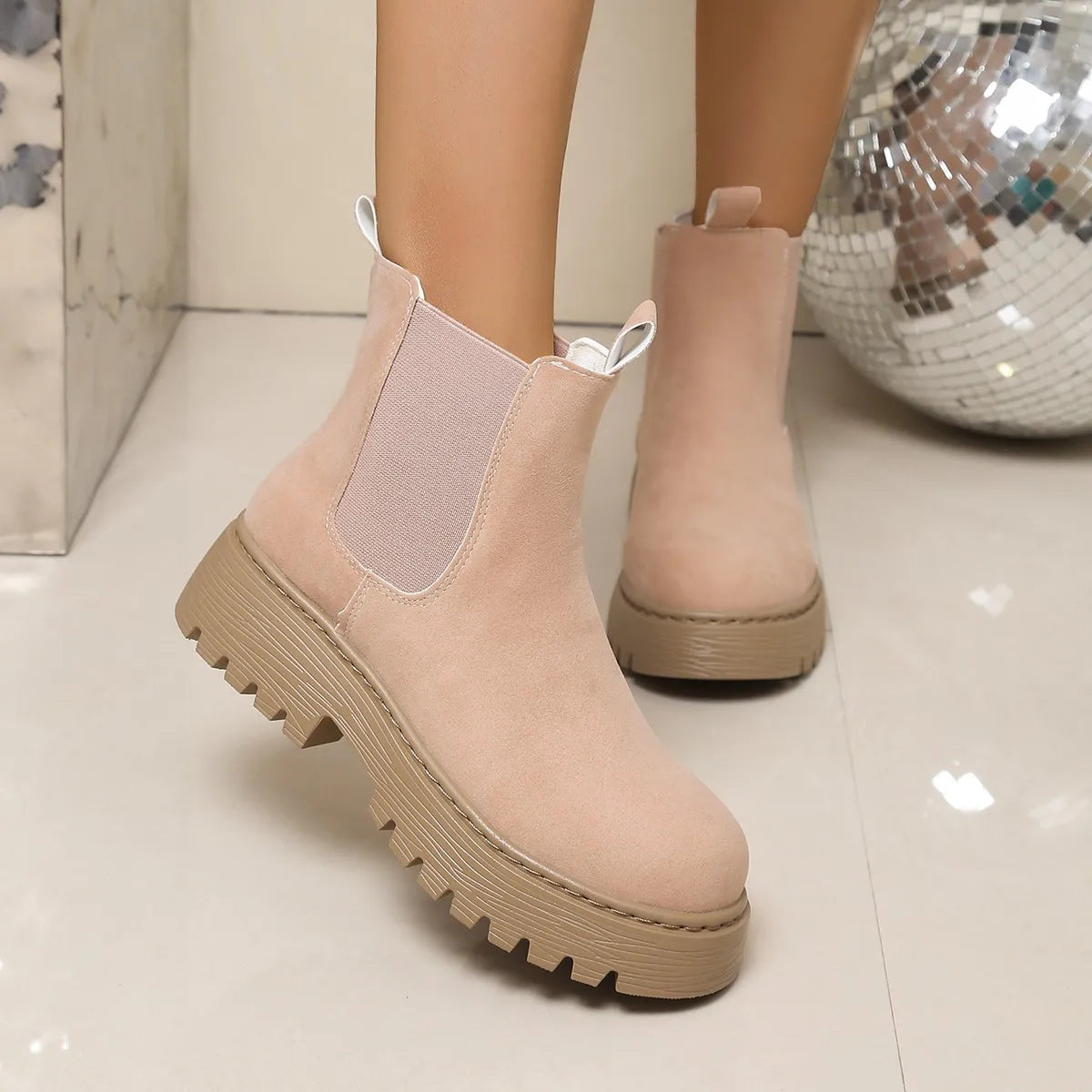 Women Ankle Boots Round Toe Comfortable Women Short Boots Large Size Square Heel Shoes Leisure Daily Concise Shoes for Women Zpaxo