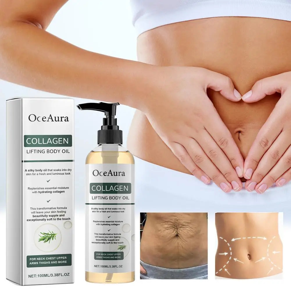 OceAura Collagen Body Oil Tighten Skin Elasticity Increased Moisturizing Body Smooth Non Greasy Rosemary After Shower Body Oil Zpaxo
