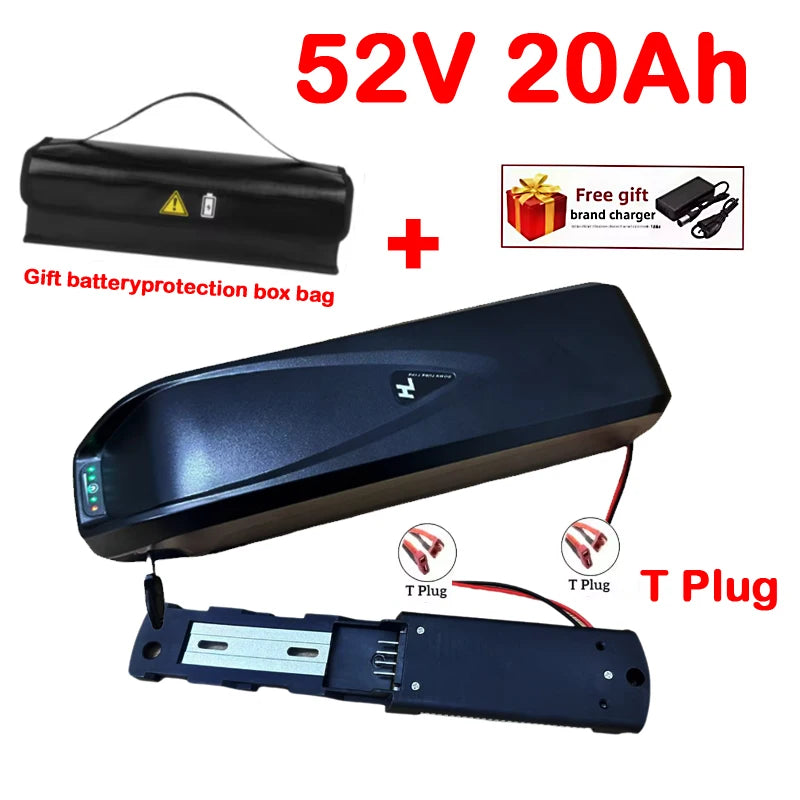New 52V 48V 36V Hailong Battery 15Ah-20Ah-30Ah for 250-1200W Bafang BBS02 BBS03 BBSHD Motor Full Capacity Power Pack Suitable Zpaxo 52V 20AH T plug
