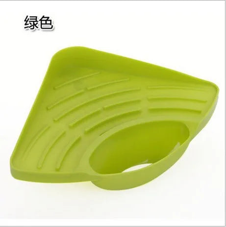 Kitchen Sink Triangle Organizer – Sponge & Utensil Drain Rack Sink Corner Organizer Zpaxo green
