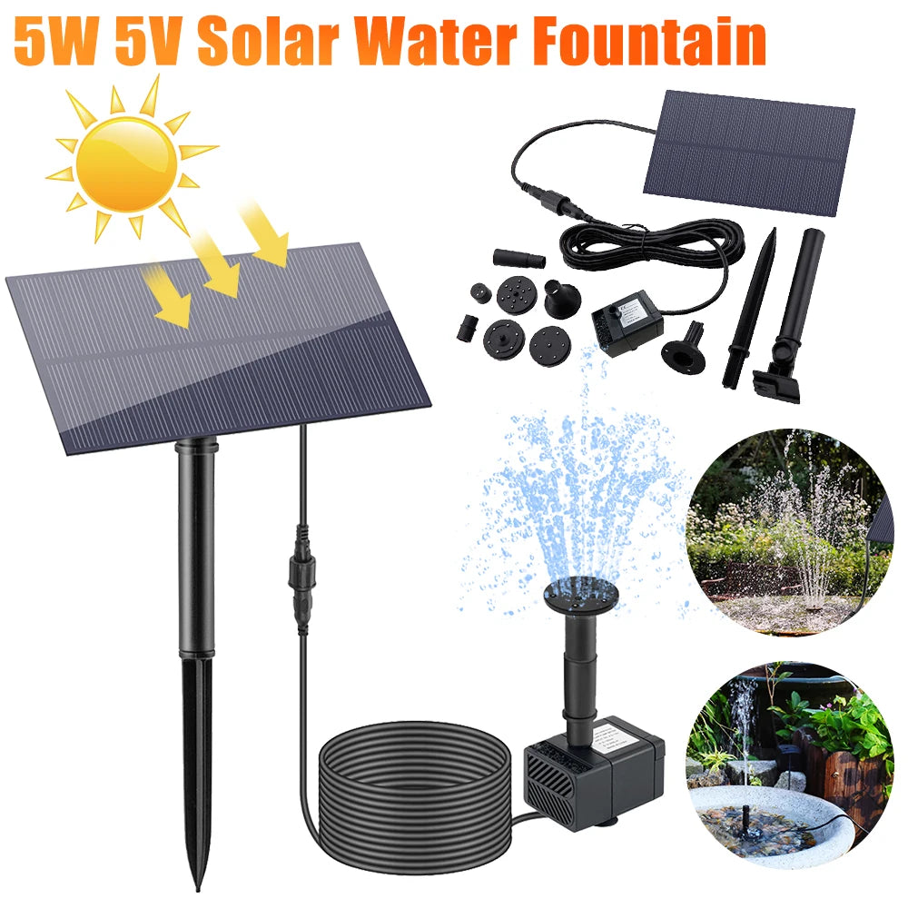 5W 5V Solar Fountain Garden Decoration Outdoor Stake H Power Panel