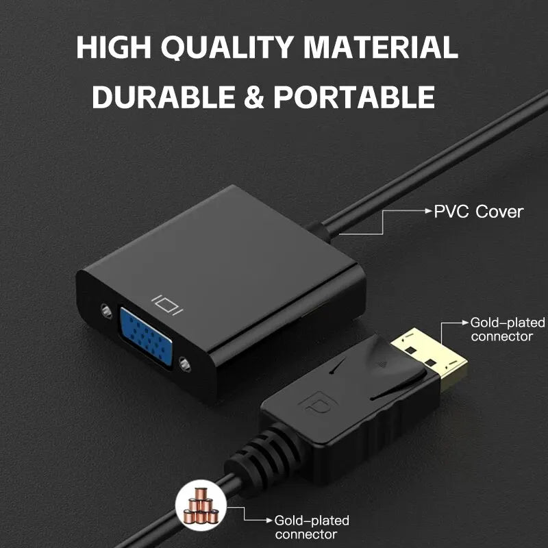 Displayport VGA Adapter 1080p DP Male Female Converter Cable Zpaxo