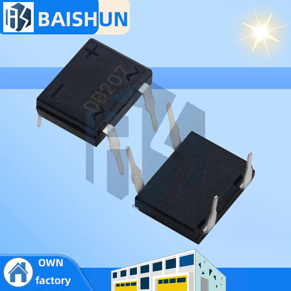 10pcs/lot diode bridge retifica DB207 DIP-4 DB207S DIP4 2A 1000V power diode rectifier 1000v electronic components Zpaxo Default Title