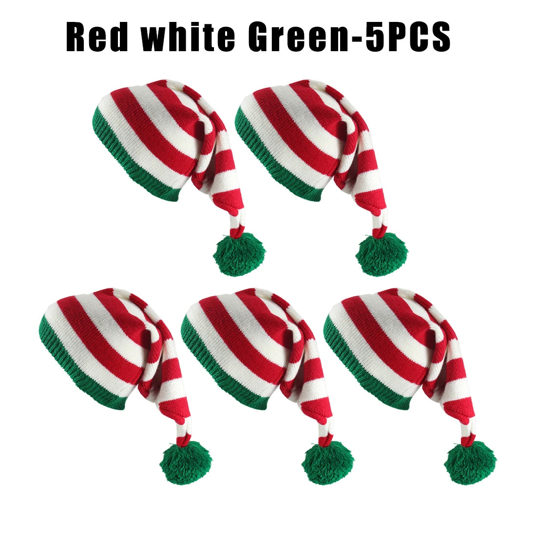 Unisex Christmas Knit Hat European Long-tail Pom Elf Beanie Festive