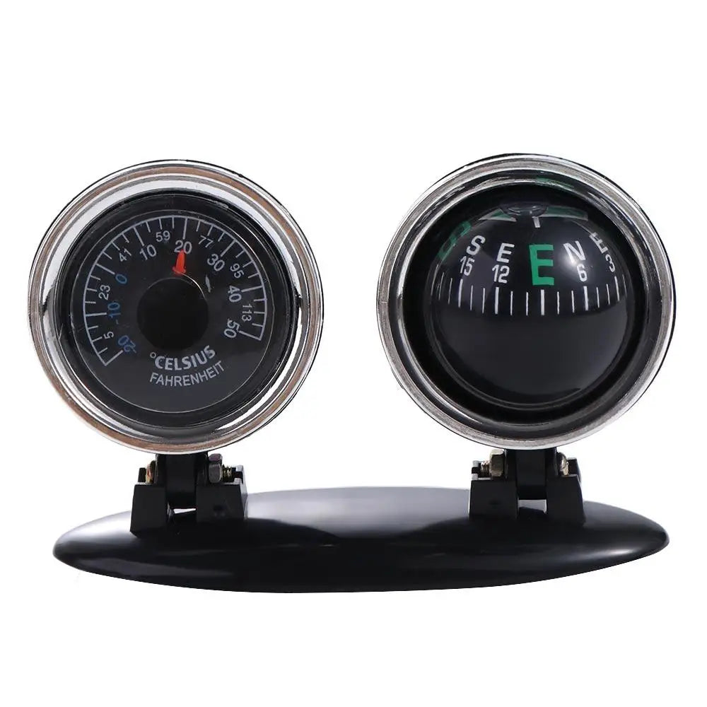 Dashboard Guide Ball Car Compass Navigation Tools Auto Ornament Vehicle Compass Direction Plastic Car Thermometer Zpaxo Black